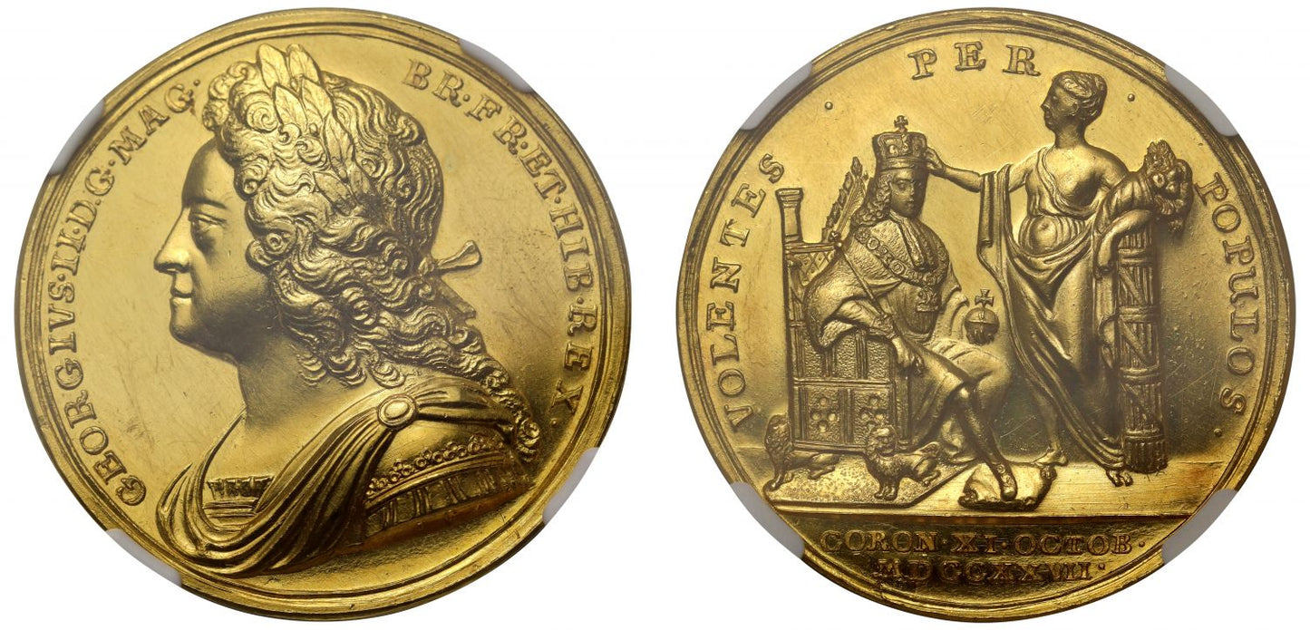 Coronation of George II, 1727, gold Medal, MS62, ex Cope collection
