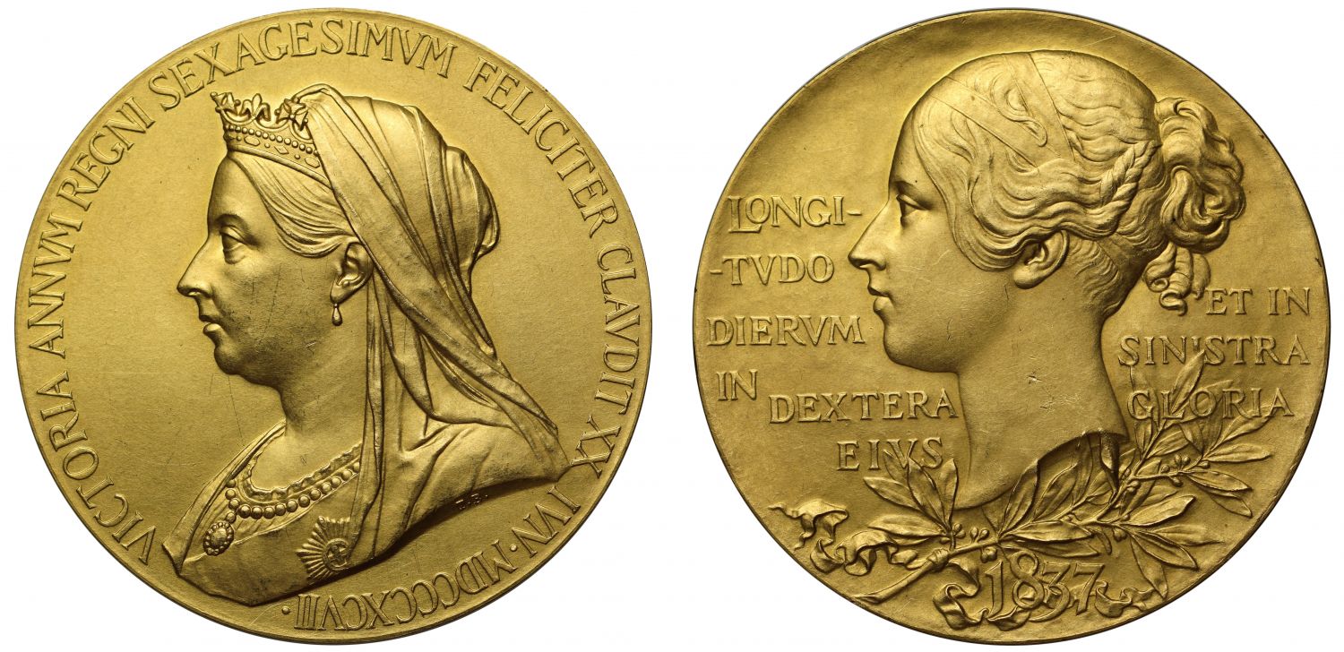 Diamond Jubilee of Queen Victoria, 1897, large gold medal.