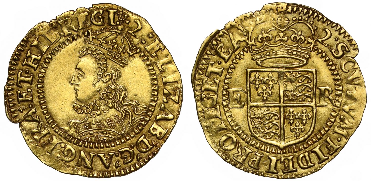Elizabeth I gold Crown, seventh coinage, initial mark 2