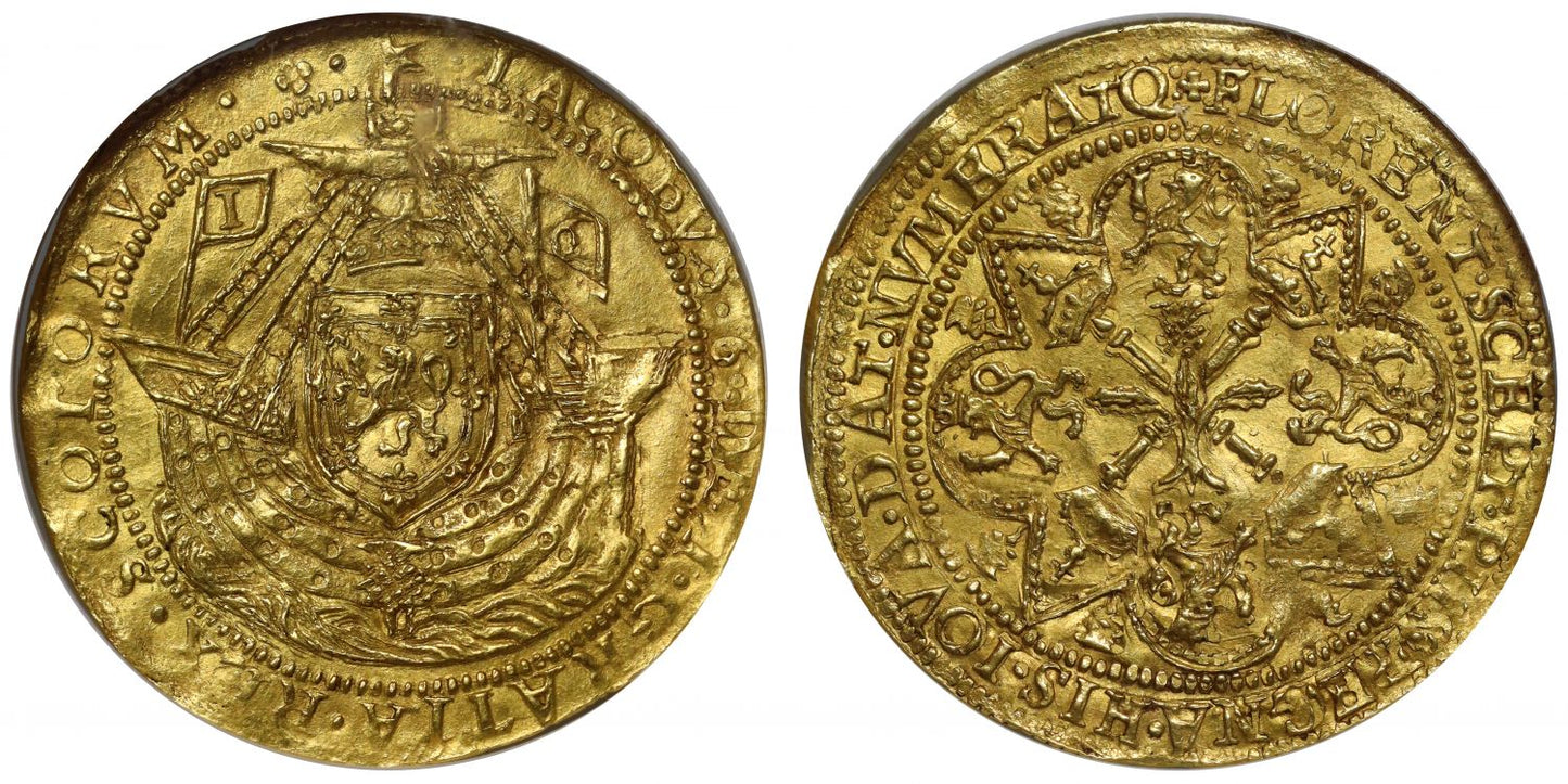 Scotland, James VI (1588) gold Thistle Noble MS61, one year issue of 1588, ex La Riviere and Loch Ness collections