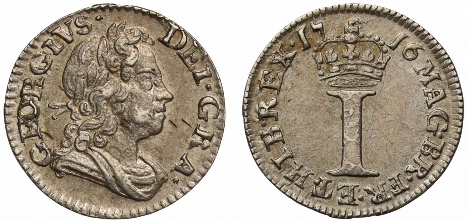 George I 1716 silver Penny, no stop after date, NGC MS63