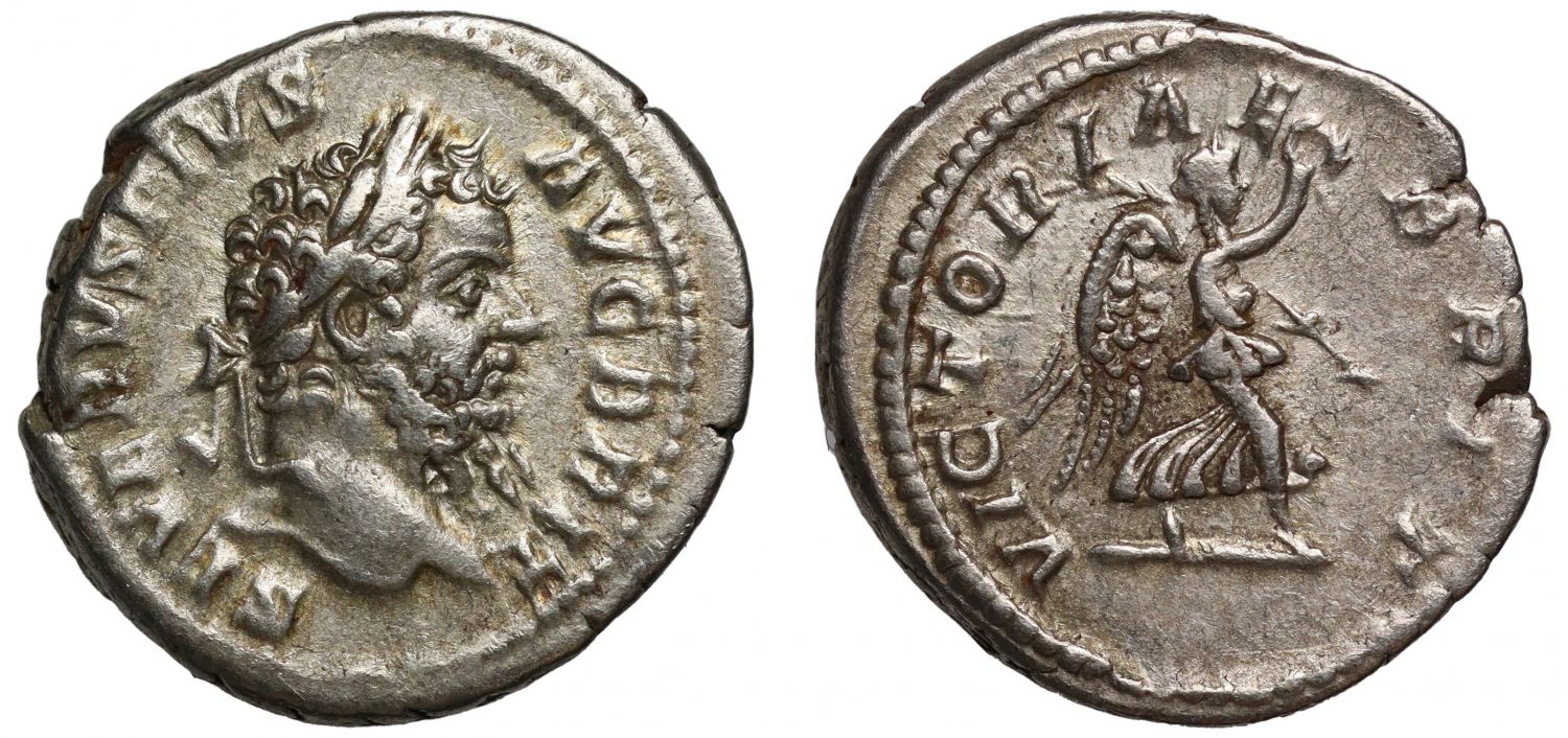 Romano-British Interest, Septimius Severus, silver Denarius, Victory in Britain.