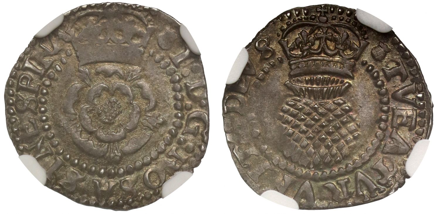 James I Halfgroat, 3rd coinage, mm thistle MS65 high grade