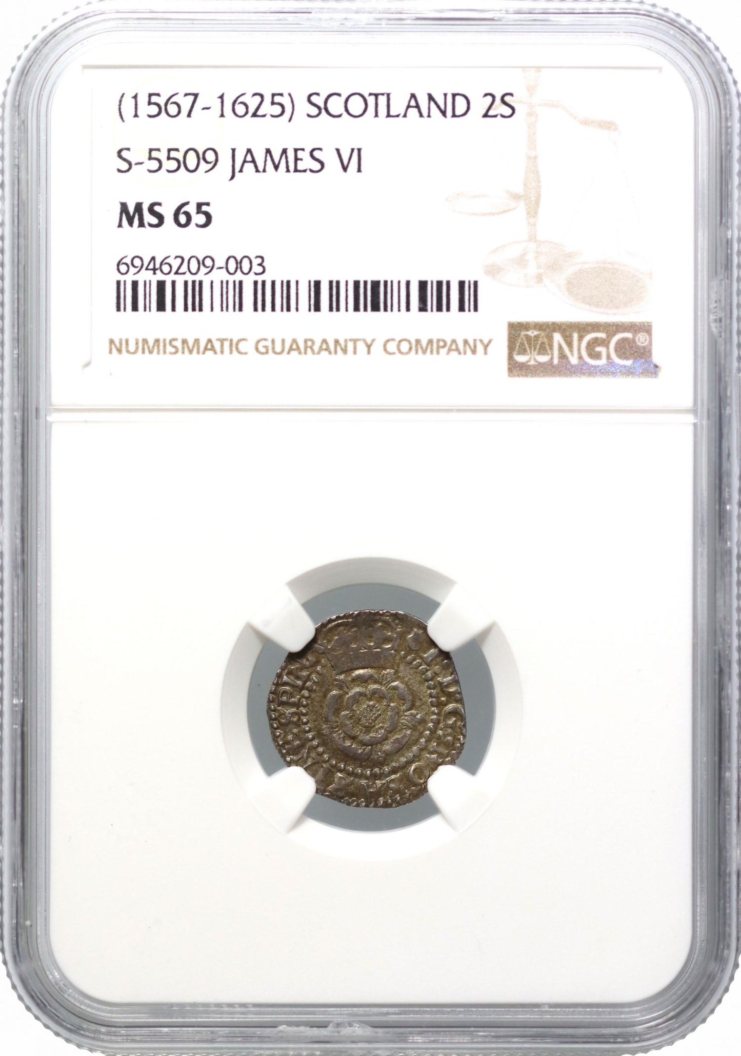 James I Halfgroat, 3rd coinage, mm thistle MS65 high grade