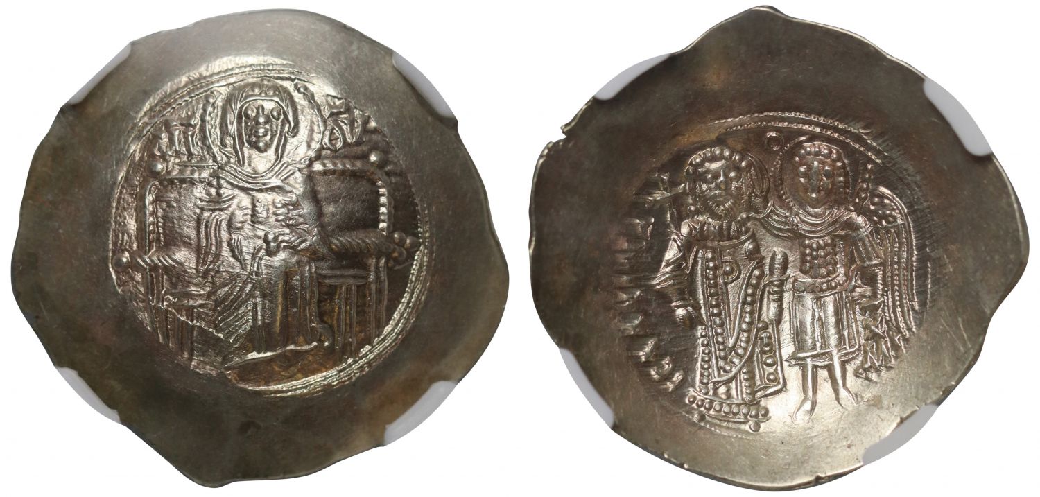 Isaac II, Electrum Aspron Trachy, Ch AU 5/5 4/5