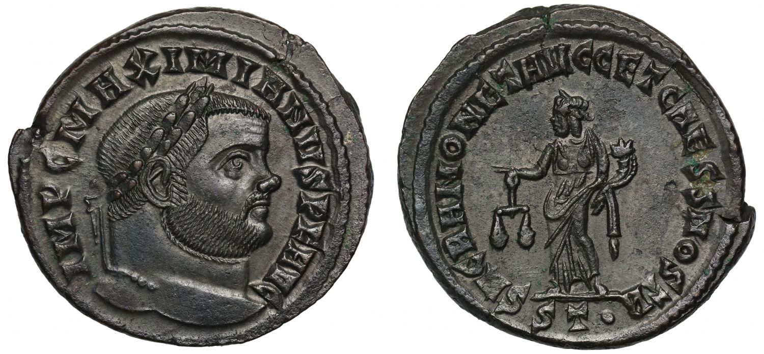 Maximianus, Æ Follis, Ticinum.