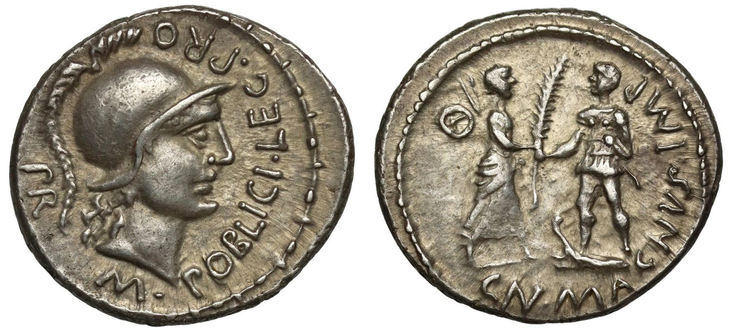 Cnaeus Pompey Jr., son of Pompey the Great, Silver Denarius.