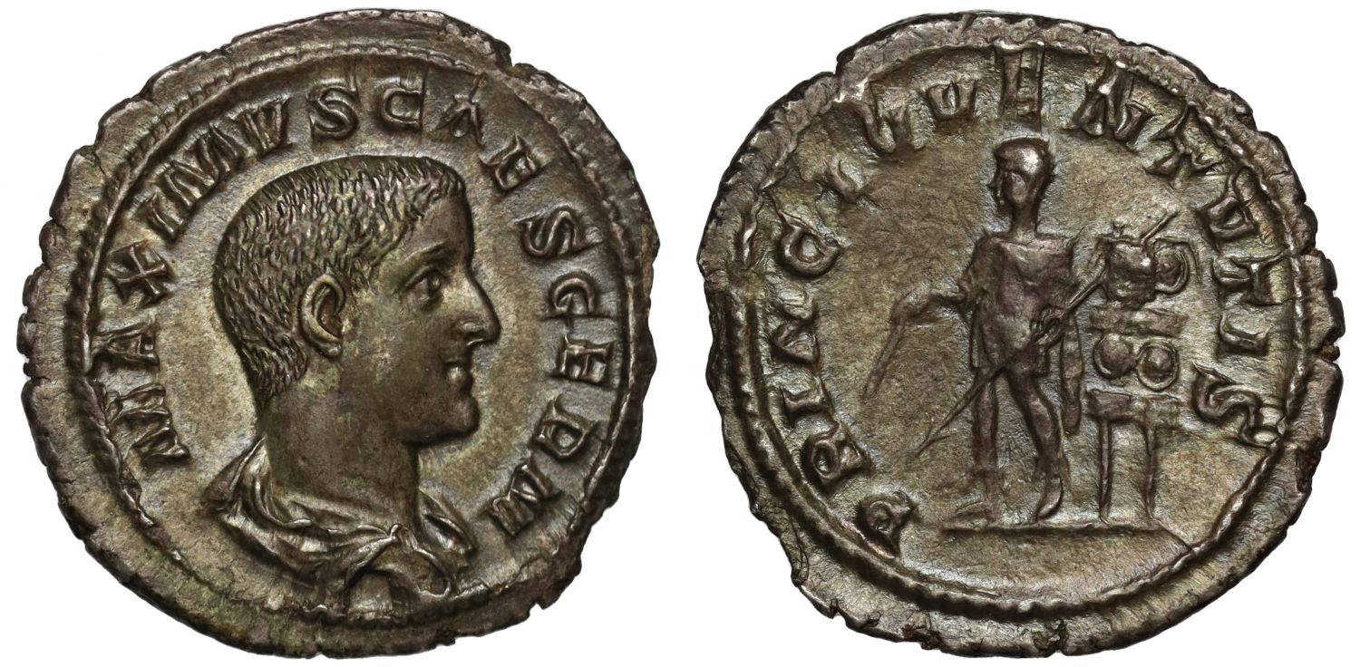 Maximus, Silver Denarius, PRINCIPI IVVENTVTIS.