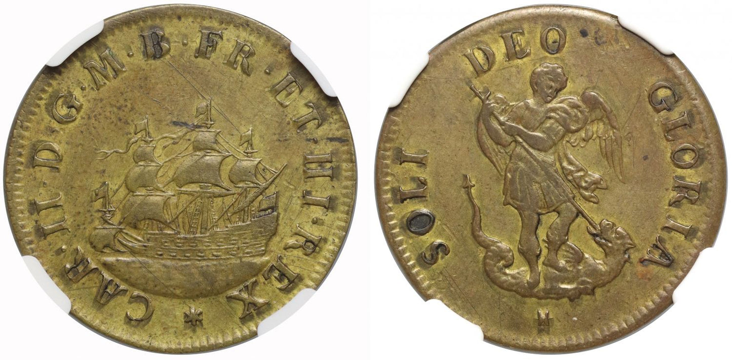 Charles II brass Touching ceremony Token, struck in brass, ex Gregory