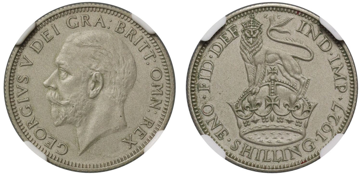George V 1927 matte proof Shilling PF66 MATTE struck for experimental purposes