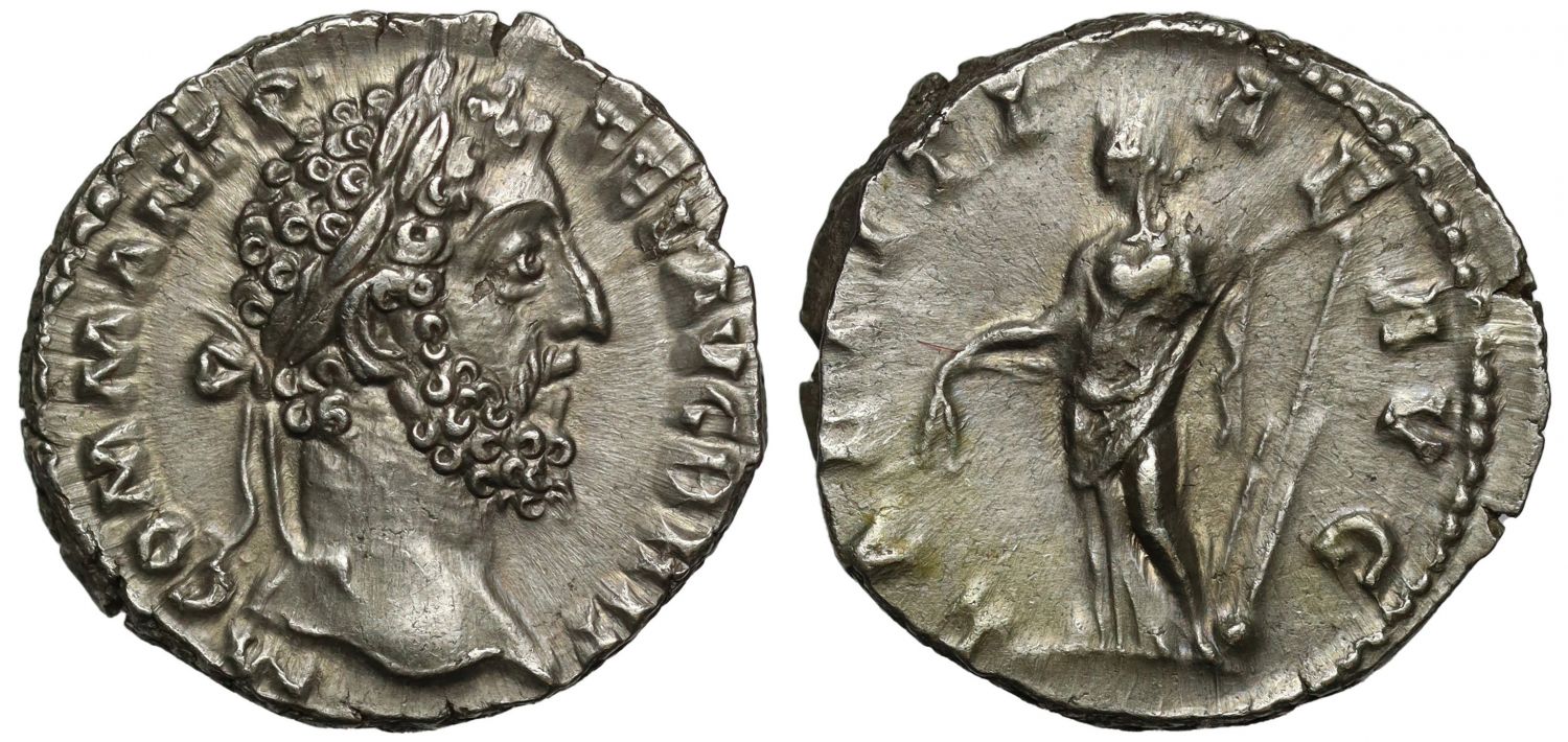Commodus, Silver Denarius, with AVG BRIT legend, Laetitia.