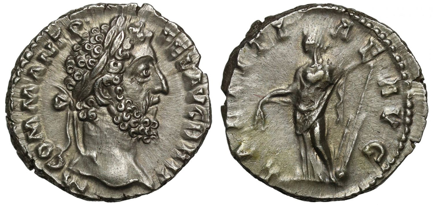 Commodus, Silver Denarius, with AVG BRIT legend, Laetitia.