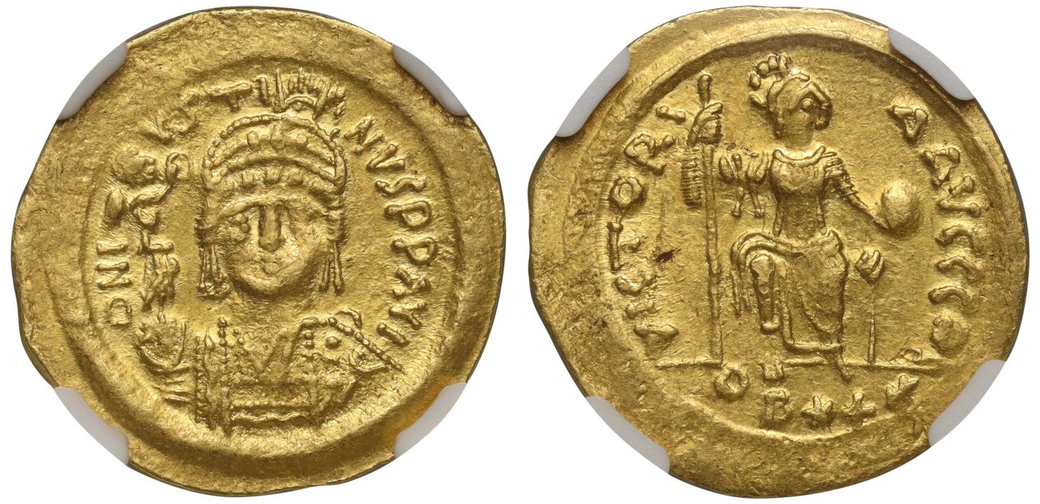 Justin II Lightweight gold Solidus of 22 Siliquae, Theoupolis (Antioch), XF 4/5 4/5