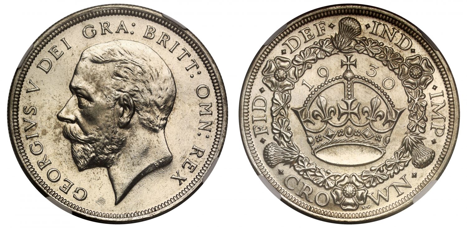 George V 1930 'Wreath' type Crown MS62