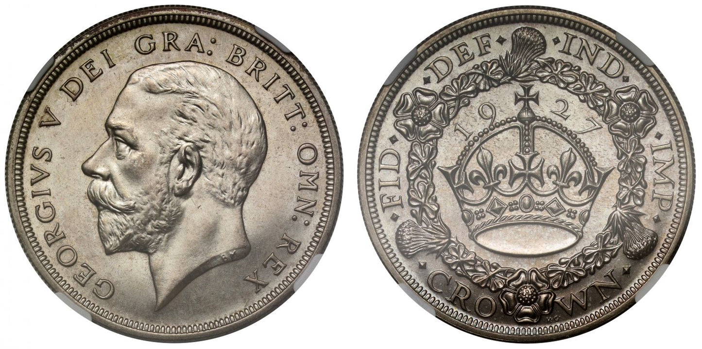 George V 1927 proof 'Wreath' Crown NGC PF65