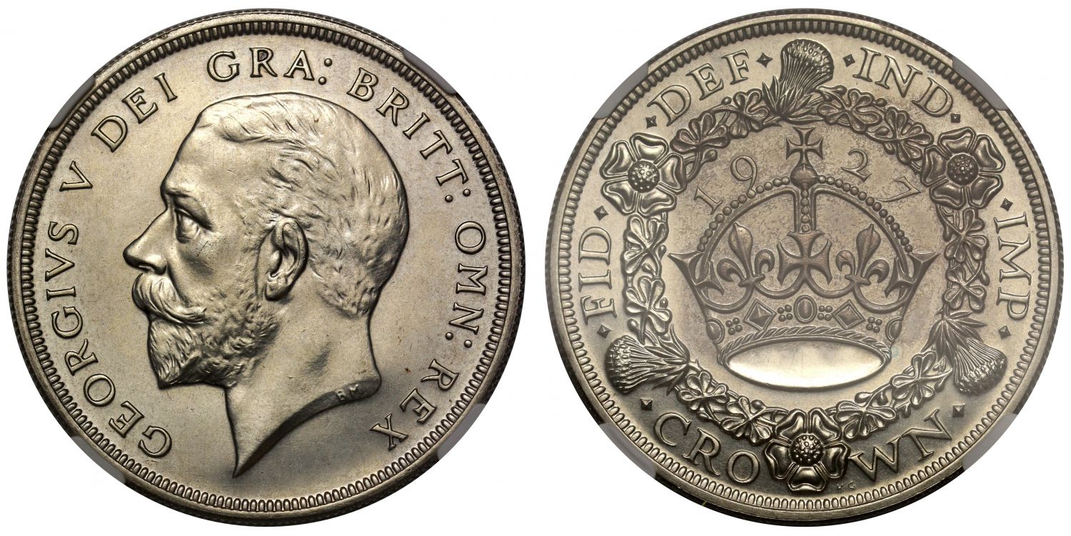 George V 1927 proof 'Wreath' Crown NGC PF62