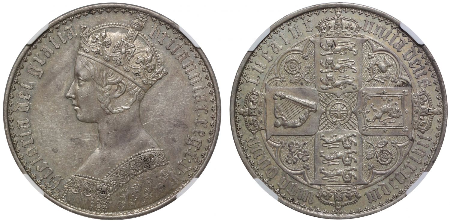 Victoria 1847 Gothic Crown, lettered edge, NGC PF55
