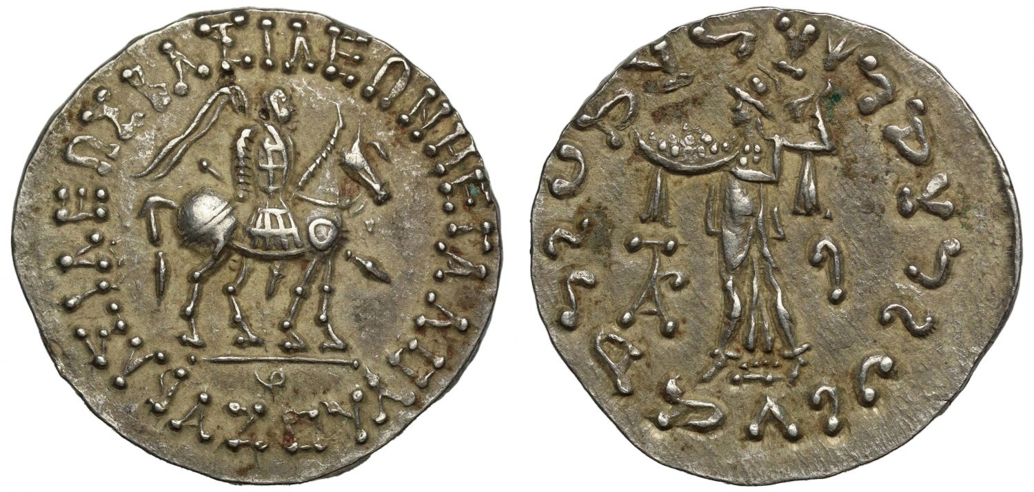 Indo-Scythians, Azes I (c. 48-25 BC), Silver Tetradrachm, Athena.