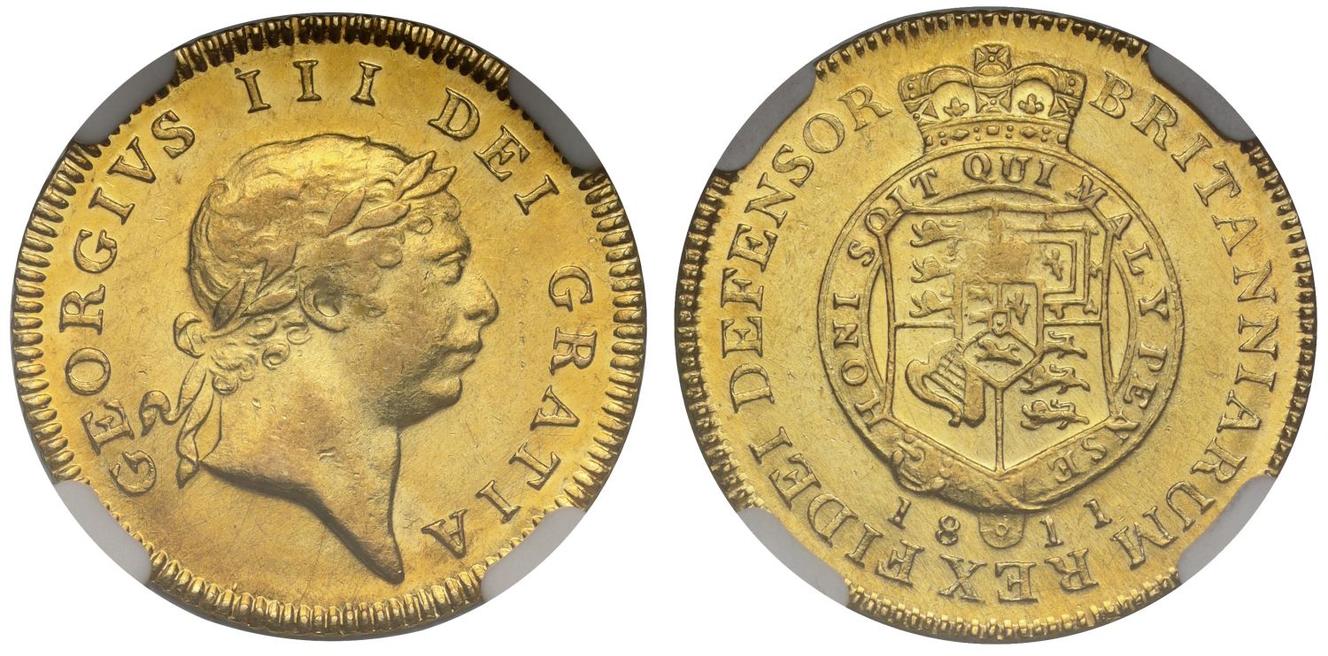George III 1811 Half-Guinea, rarest date for type MS61