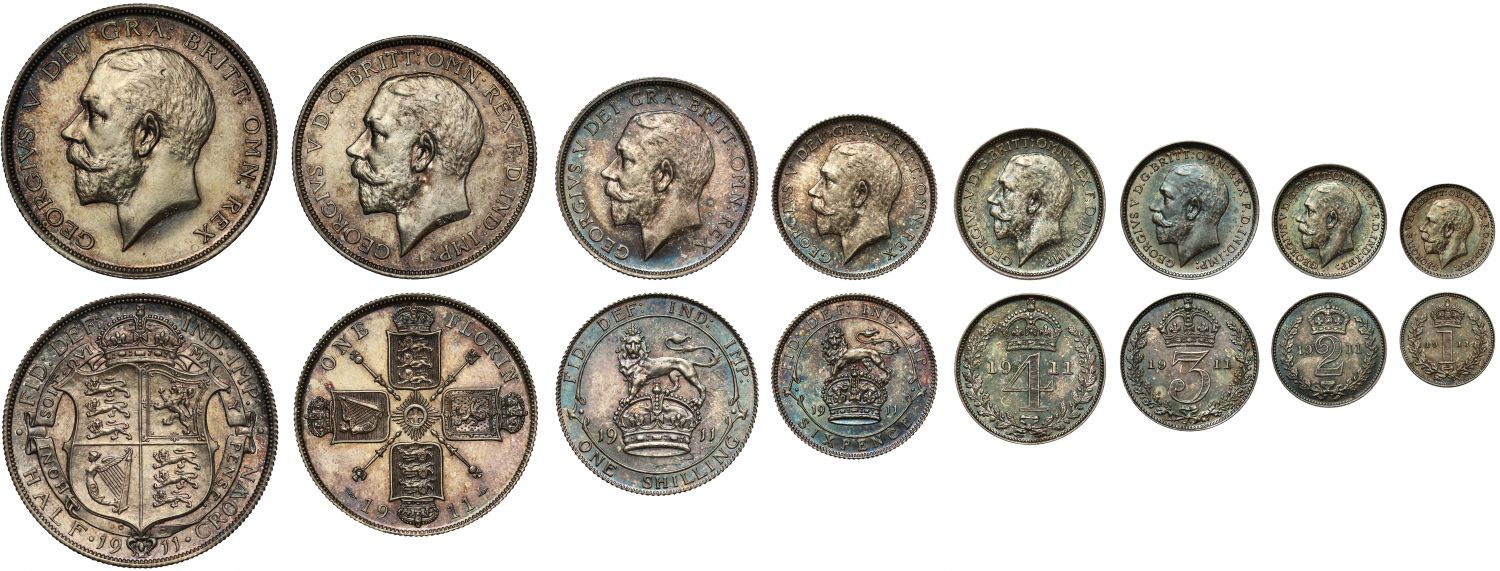 George V 1911 8-coin silver proof Set for Coronation