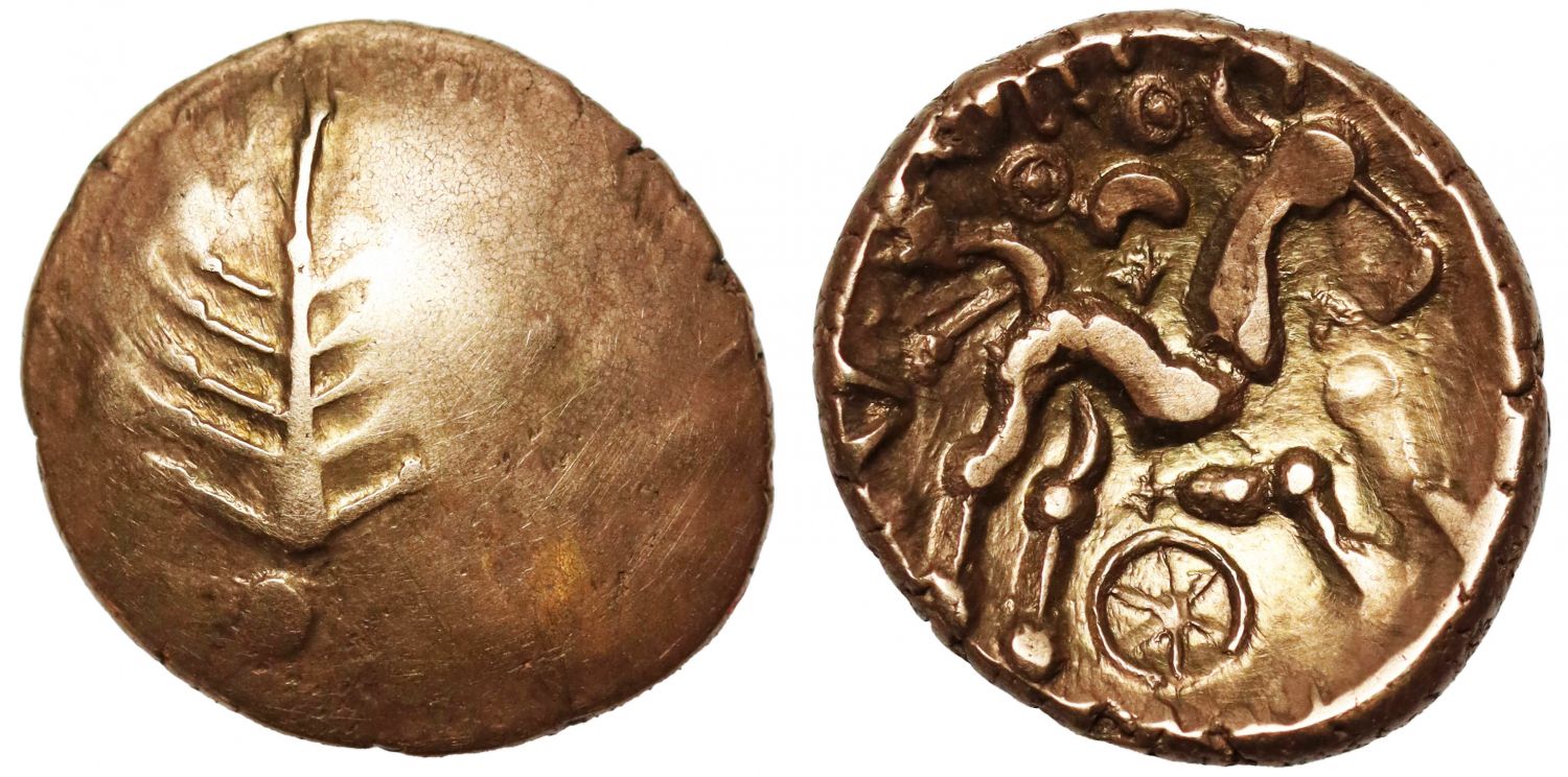 Ancient British, Dobunni, Corio (c. 20 BC – AD 5?), “Corio tree” Gold Stater.