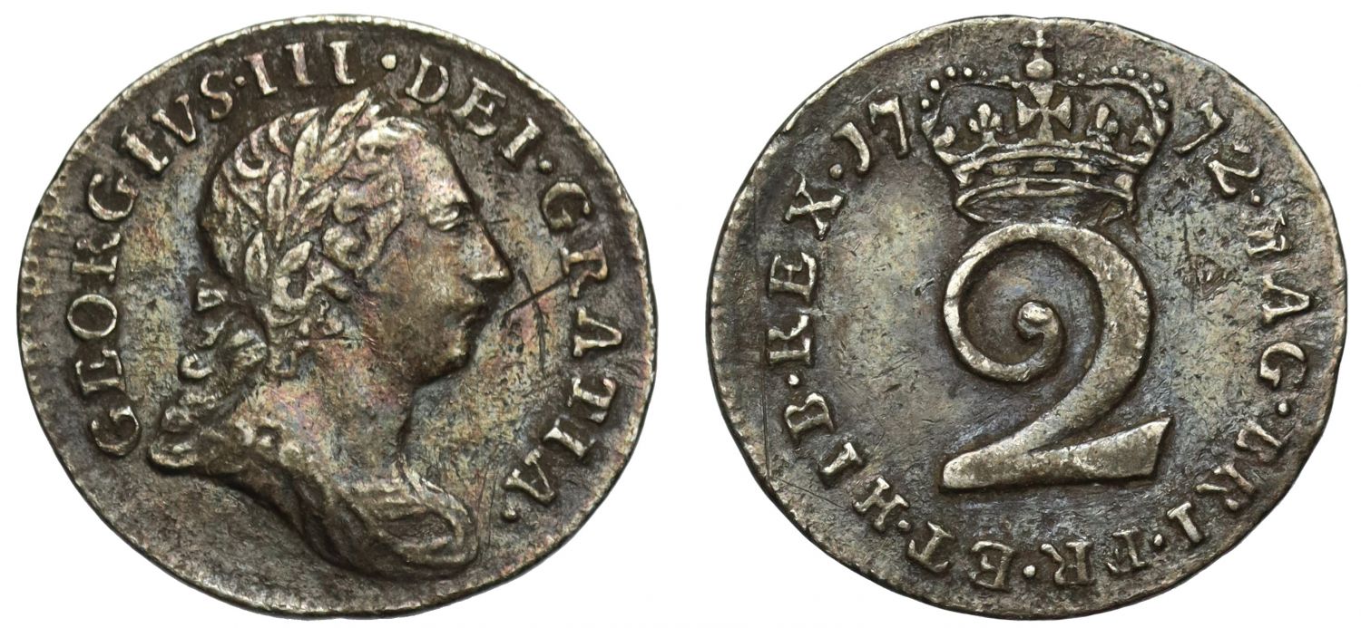 George III 1772 silver Twopence or Halfgroat