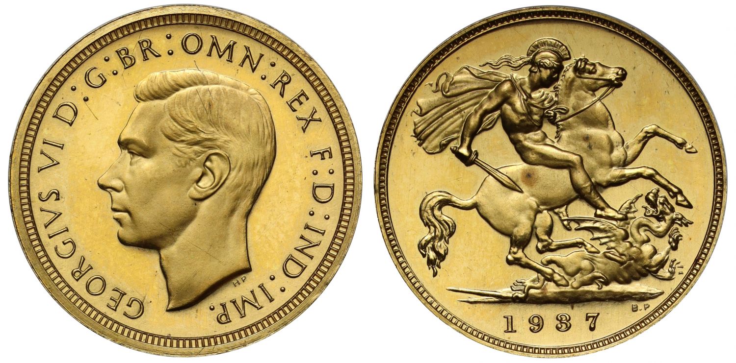 George VI 1937 proof Half-Sovereign, Coronation issue
