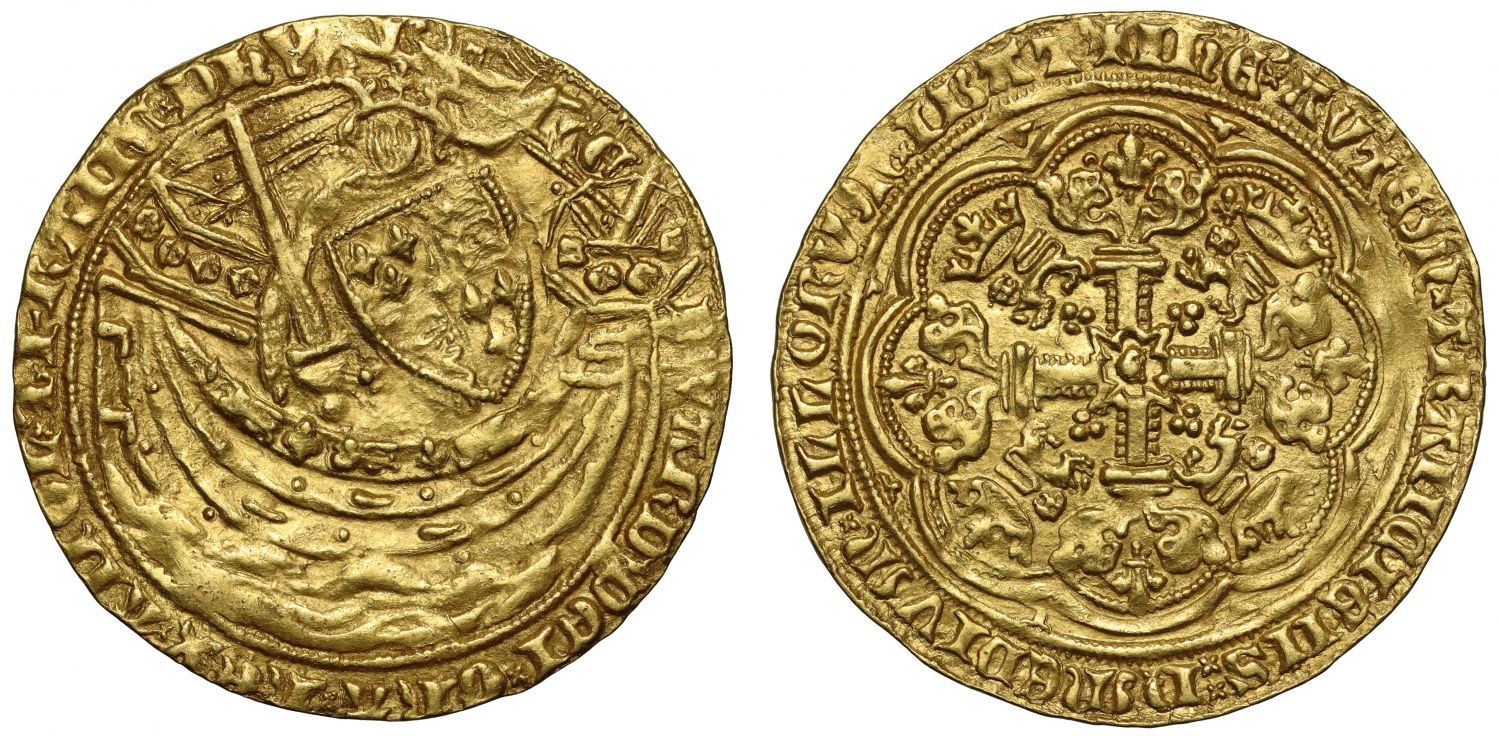 Edward III gold Noble MS62, fourth coinage, Pre-Treaty Series G, sub-series d