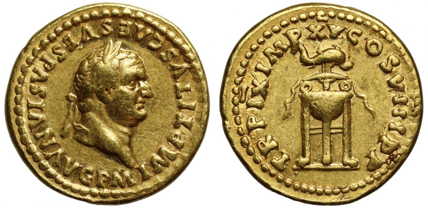 Titus, Gold Aureus, Rome, AD 80.