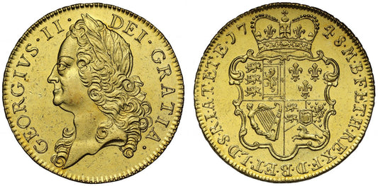 George II 1748 Five-Guineas, older head left