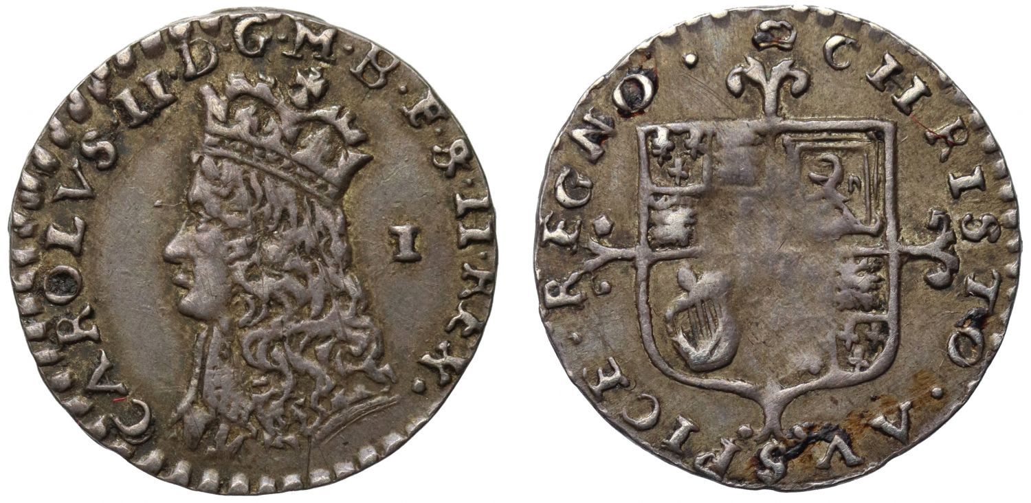 Charles II silver Penny, 1st milled issue with mark of value