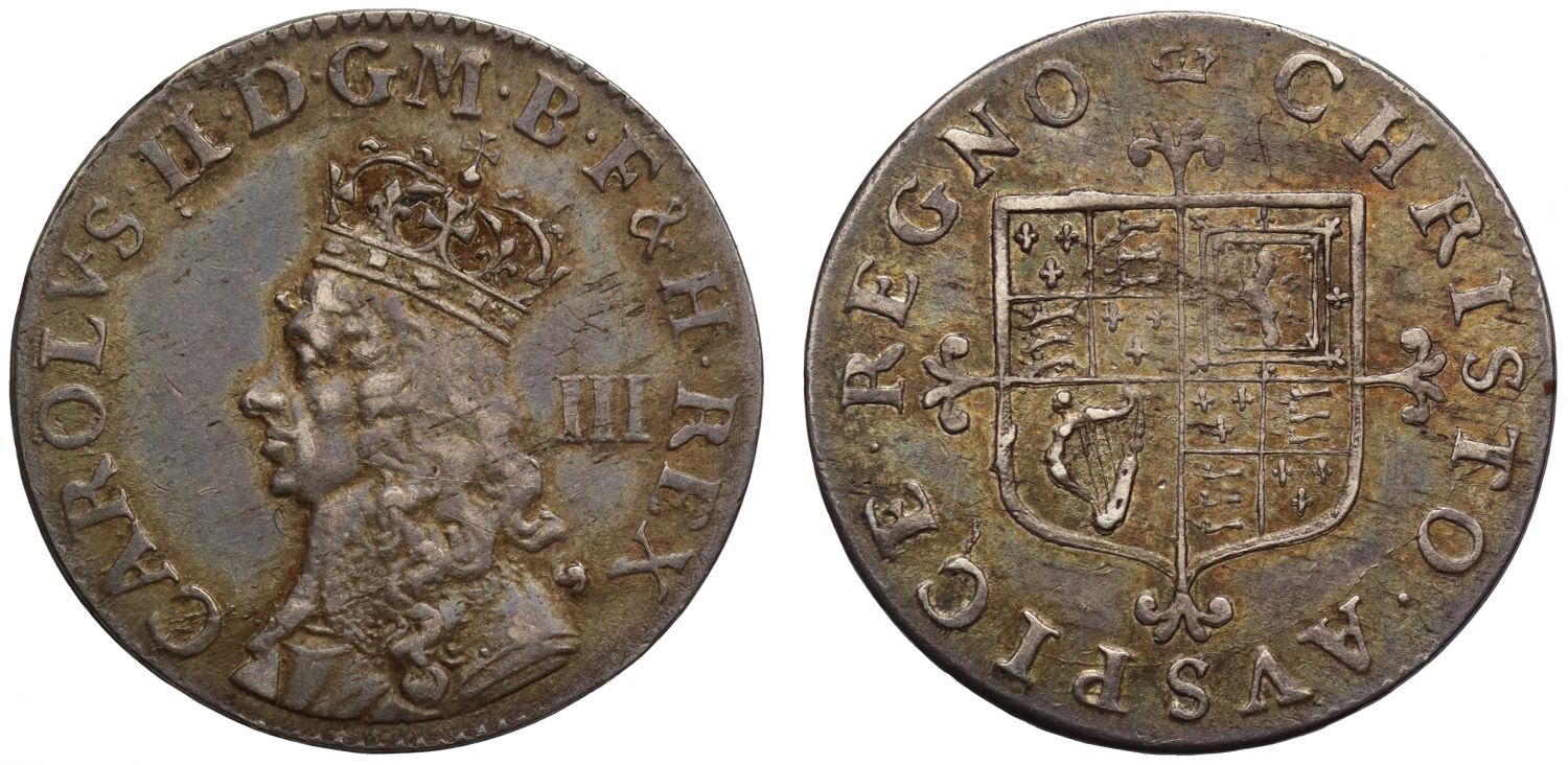 Charles II silver Threepence, undated milled type