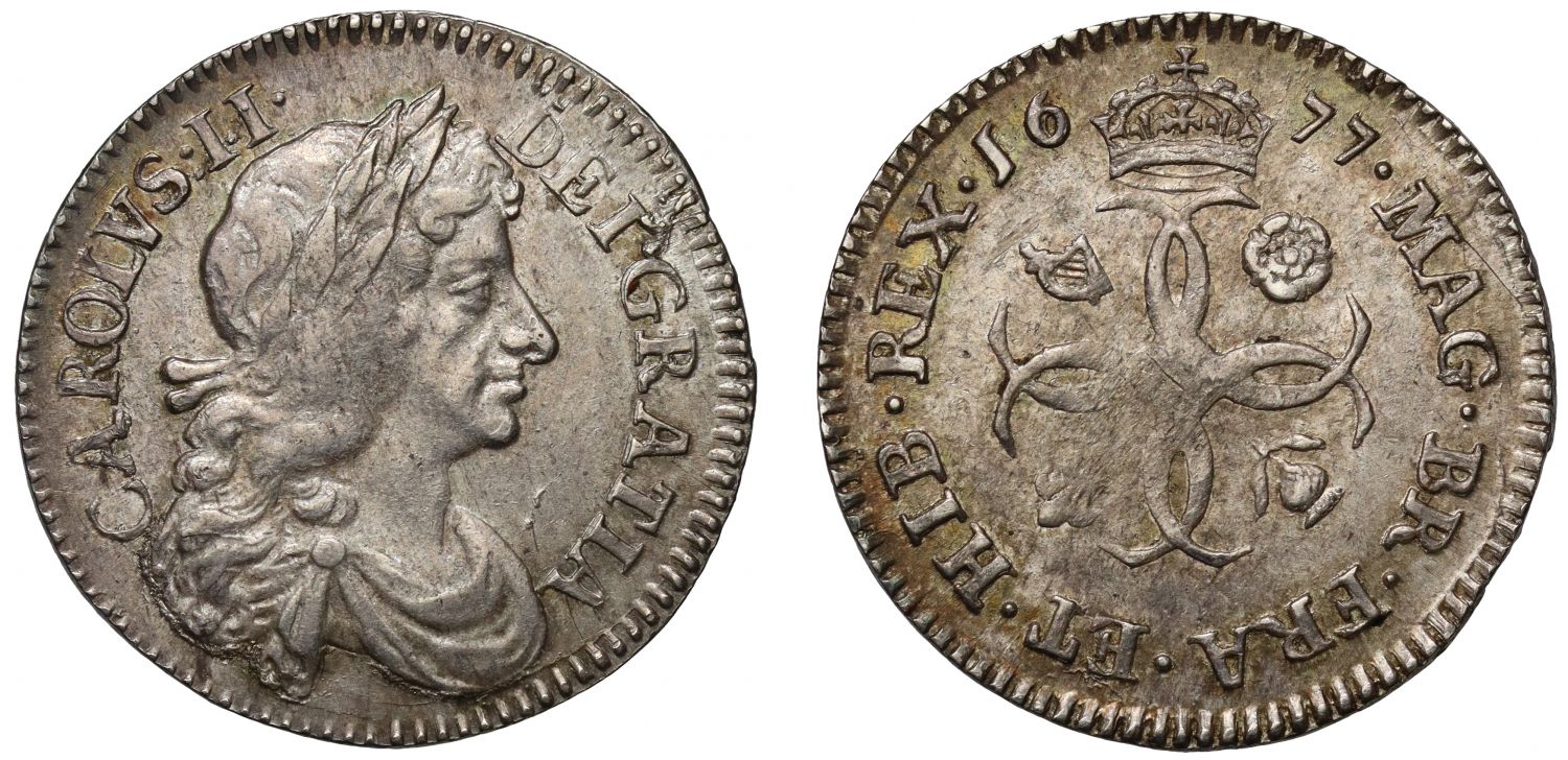 Charles II 1677 silver Fourpence
