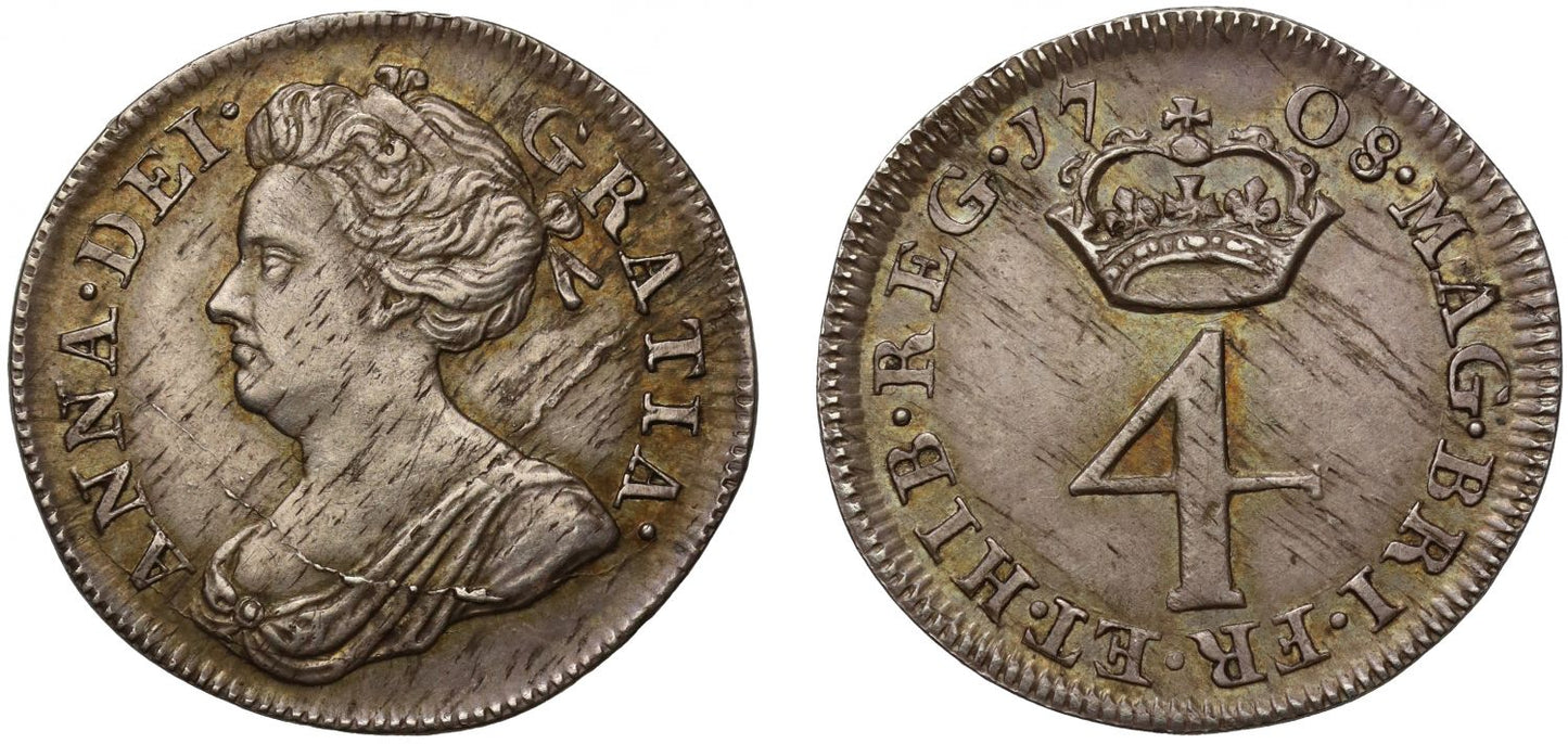 Anne 1708 silver Fourpence
