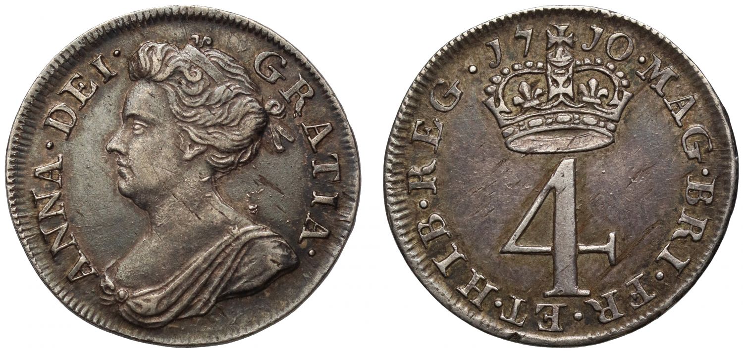 Anne 1710 silver Fourpence