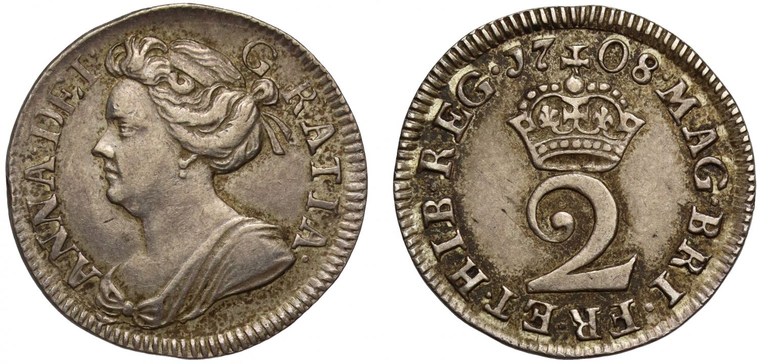 Anne 1708 silver Twopence