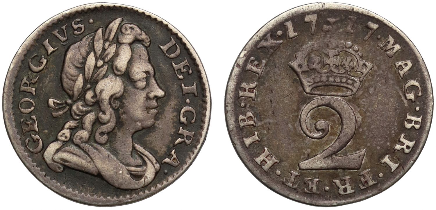 George I 1717 silver Twopence
