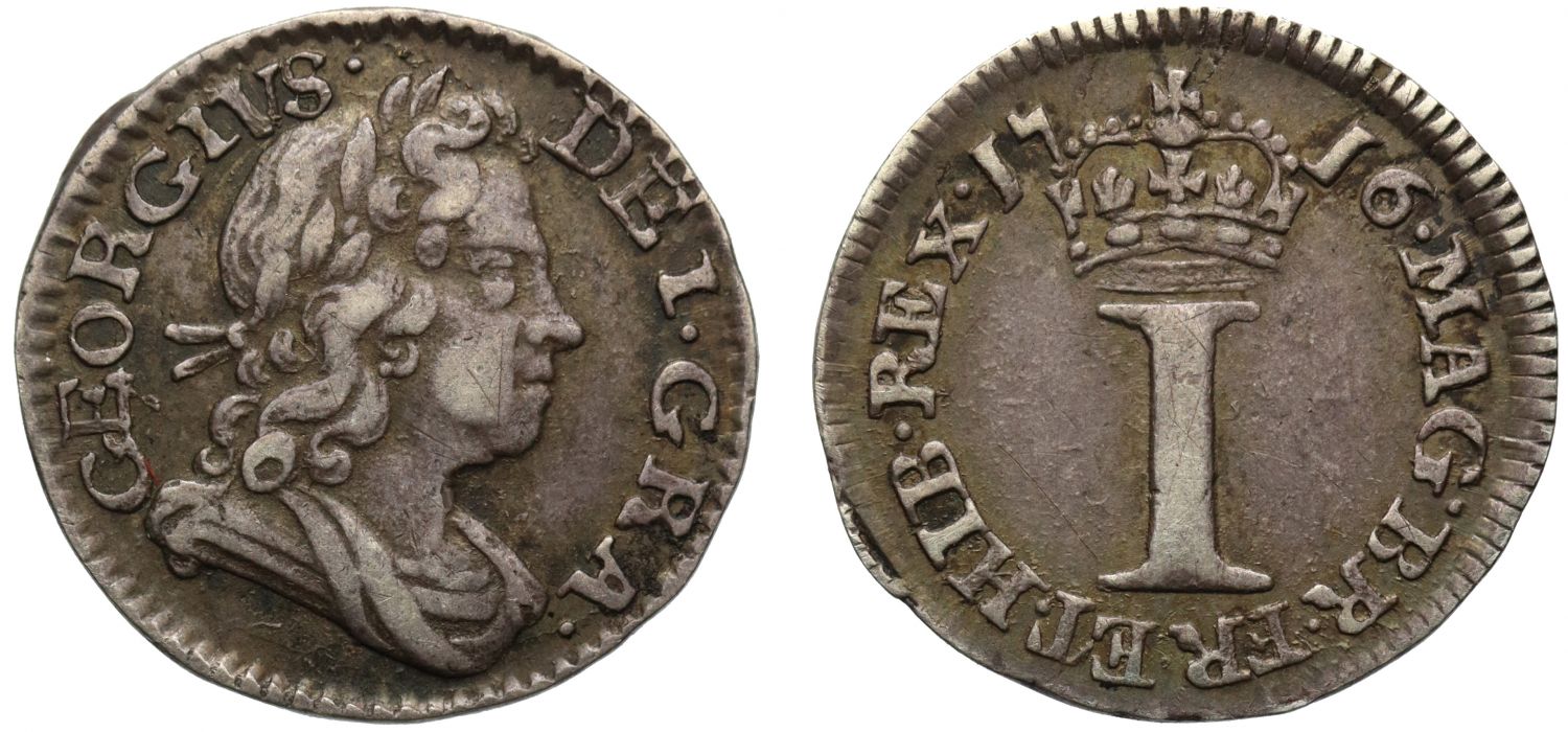 George I 1716 silver Penny, with stop after date