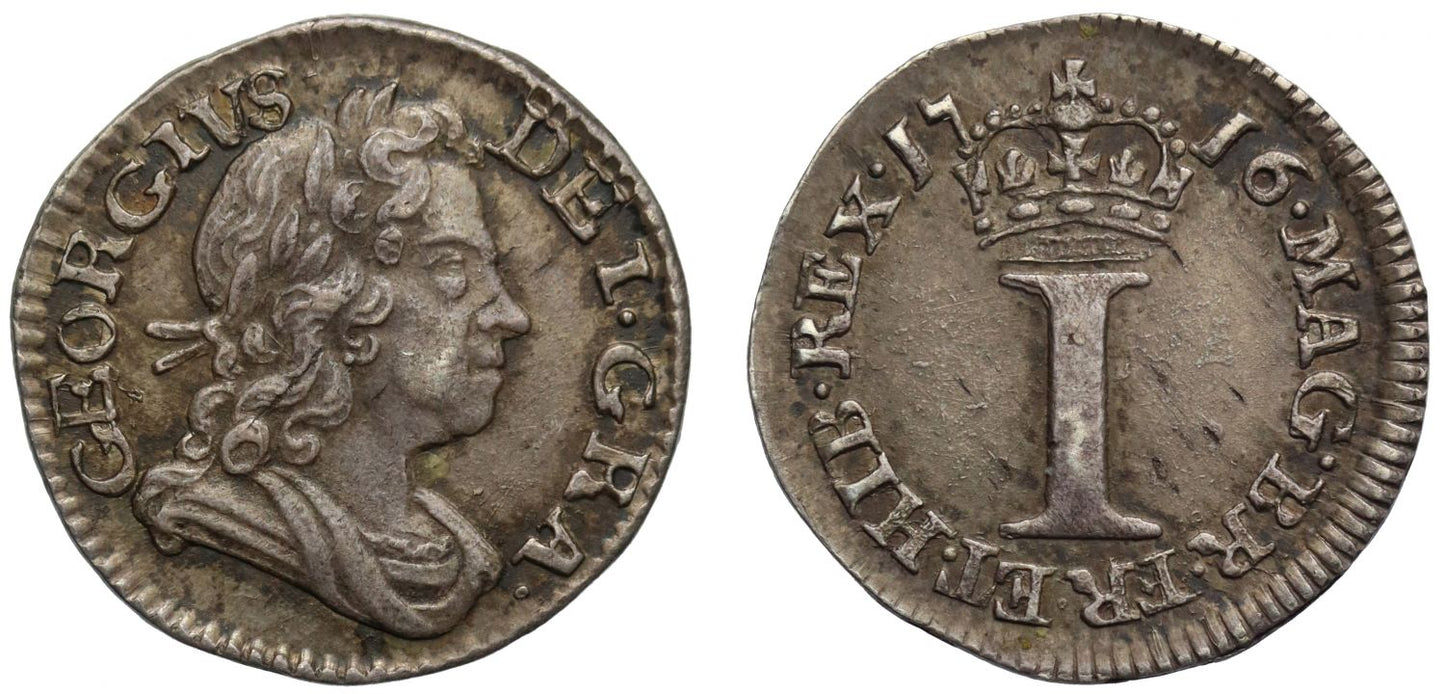 George I 1716 silver Penny, stop after date