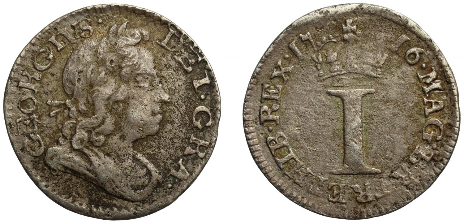 George I 1716 silver Penny, with stop after date