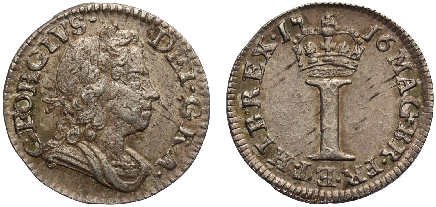 George I 1716 silver Penny, without stop after date
