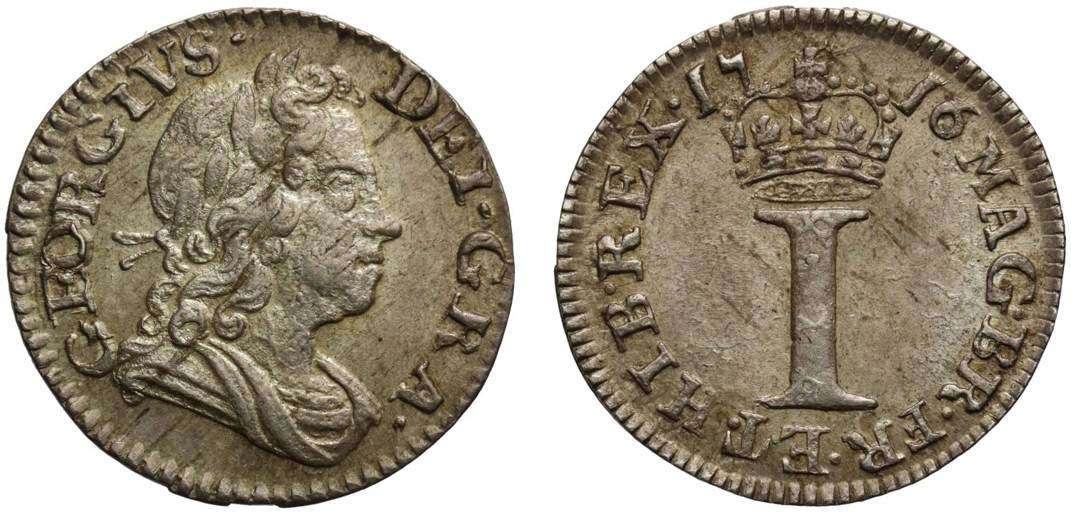 George I 1716 silver Penny, no stop after date