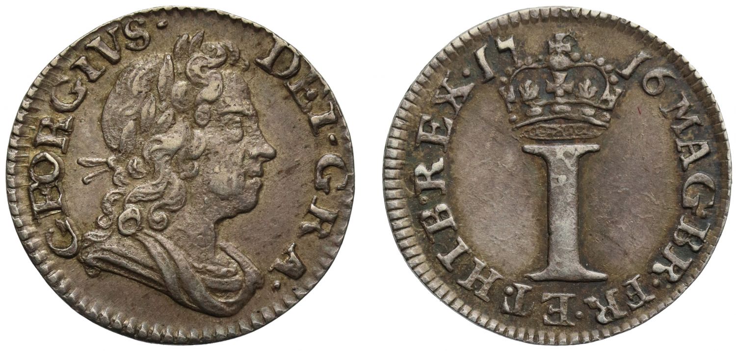 George I 1716 silver Penny, no stop after date