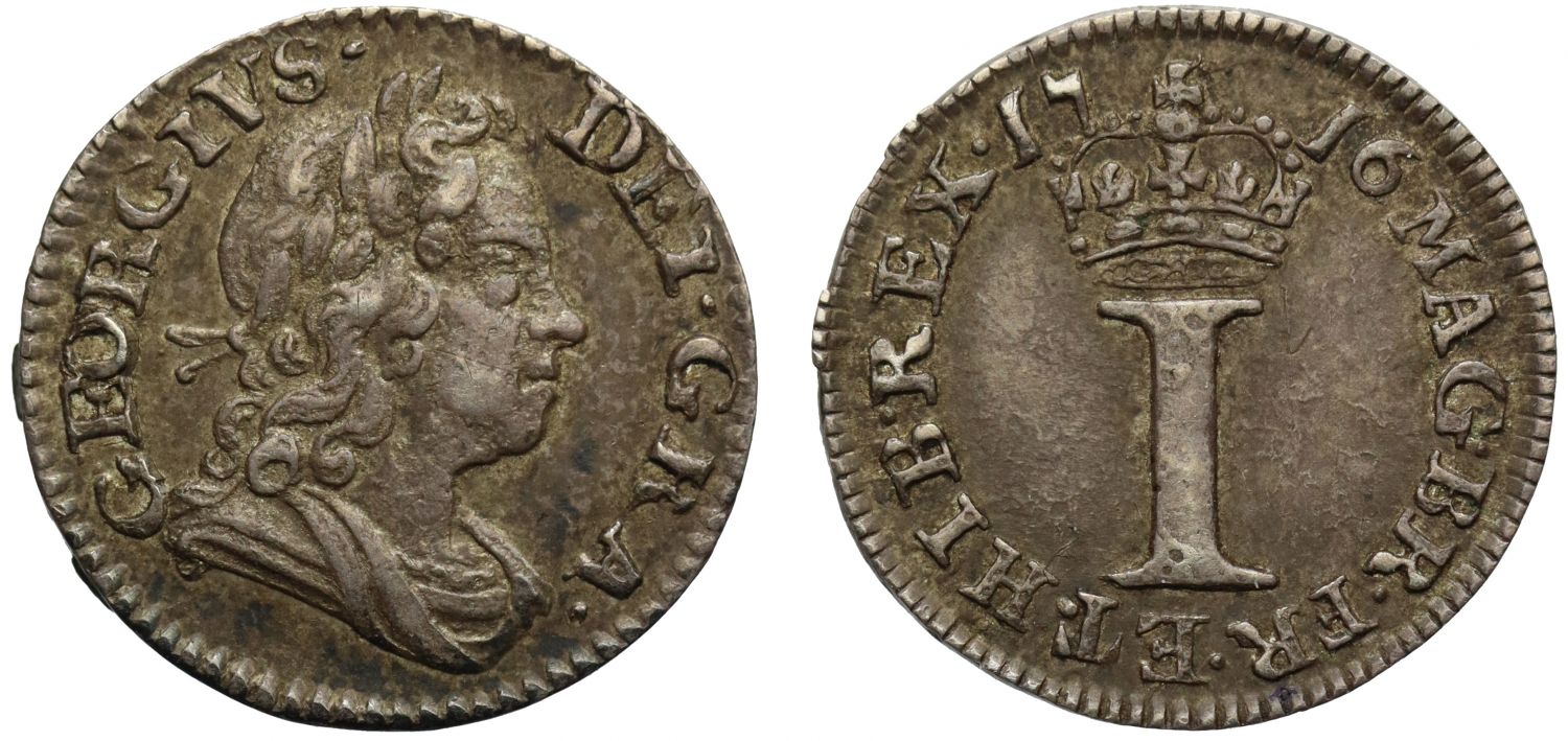 George I 1716 silver Penny, no stop after date
