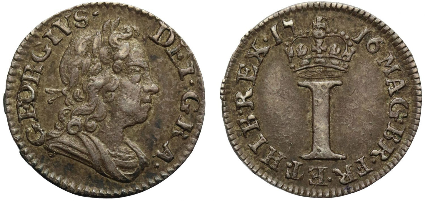 George I 1716 silver Penny, no stop after date