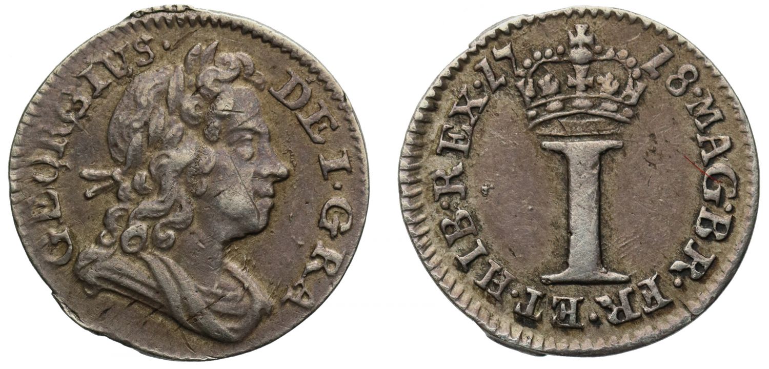 George I 1718 silver Penny, Z type 1 in date, no stop after GRA