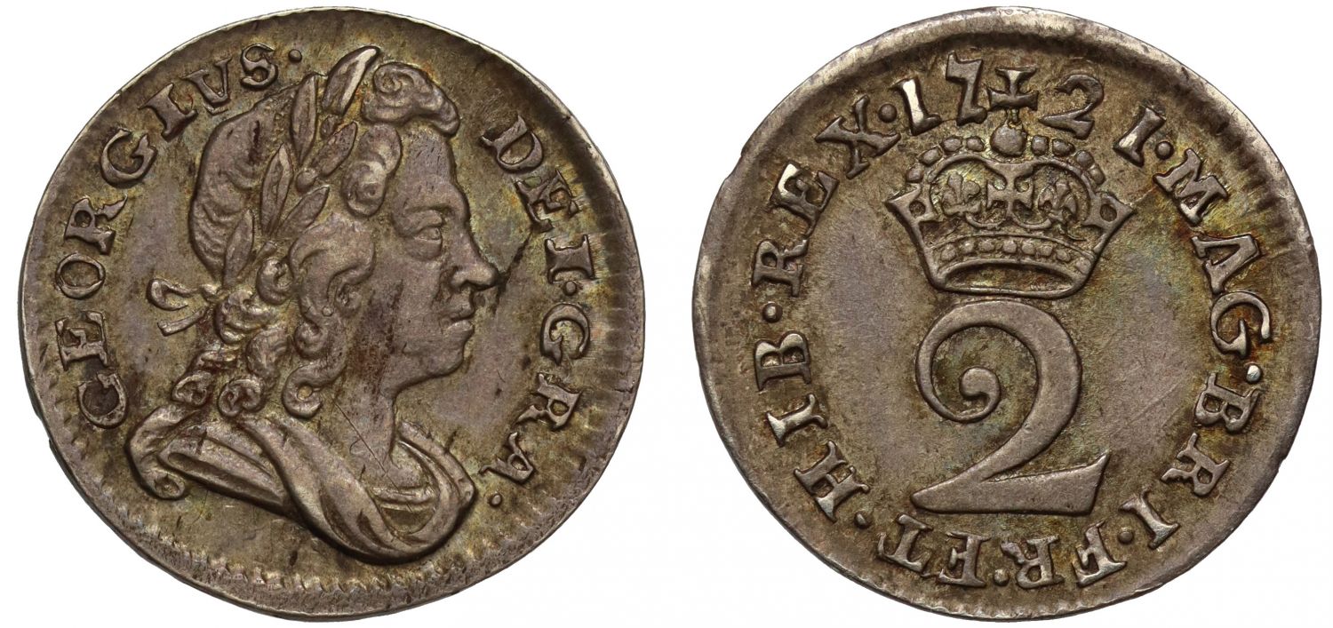 George I 1721 silver Twopence