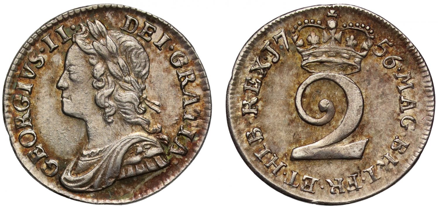 George II 1756 silver Twopence