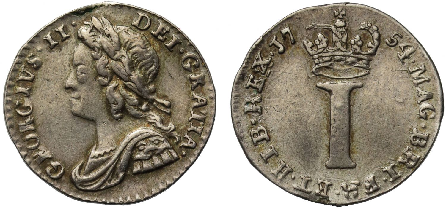 George II 1754 silver Penny