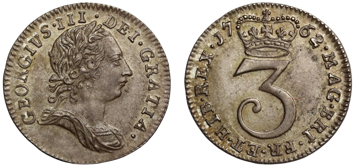 George III 1762 silver Threepence